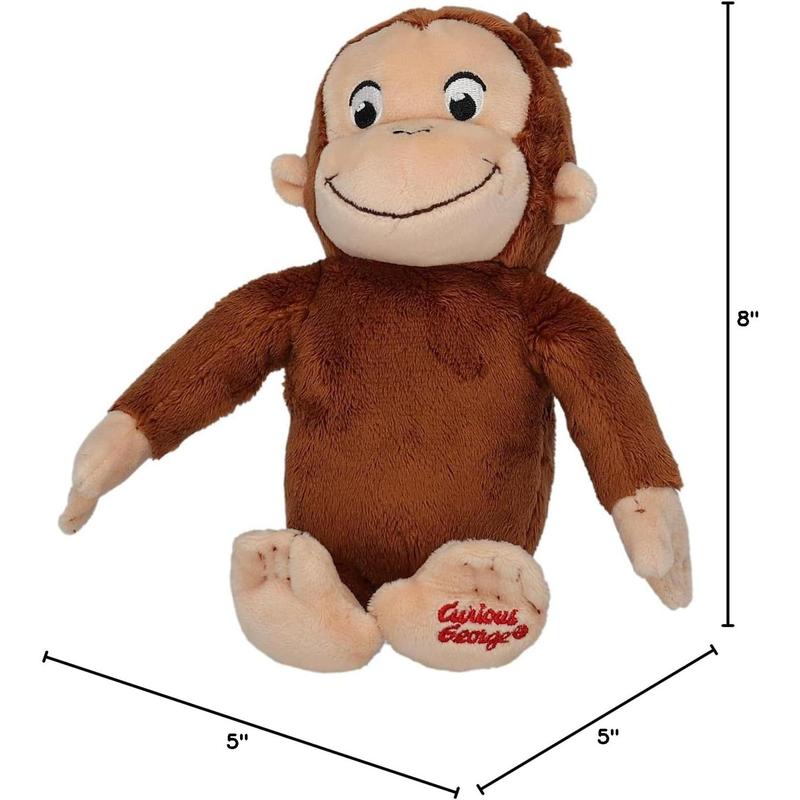 KIDS PREFERRED Curious George Monkey Stuffed Animal Plush Toys Soft Cutest Cuddle Plushie Gifts for Baby and Toddler Boys and Girls - 8 Inches