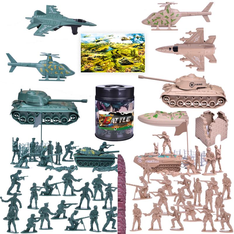 180PCS Army Men Action Figures Set with Map & Military Vehicles Playset for Kids Army Soldier Toys