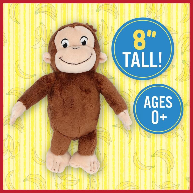 KIDS PREFERRED Curious George Monkey Stuffed Animal Plush Toys Soft Cutest Cuddle Plushie Gifts for Baby and Toddler Boys and Girls - 8 Inches