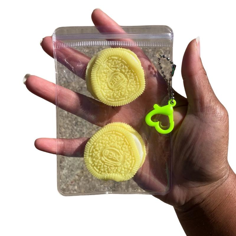 THIN MINI Cookie pack keychain pouch Taba squishy fidget decompression sensory desk toy for stress & anxiety relief- novelty gift for kids & adults