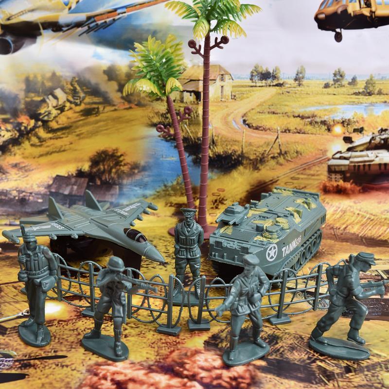 180PCS Army Men Action Figures Set with Map & Military Vehicles Playset for Kids Army Soldier Toys