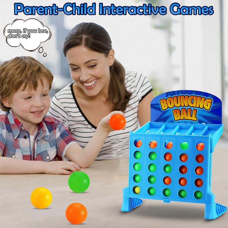 Bounce Ball Game Family Party Games, Linking 4 Shots Game, Bounce Off Party Game Jumping Ball Tabletop Game for Kids, 4 in a Row Parent-Child Interaction Board Game Educational Toy for Family Travel Outdoor