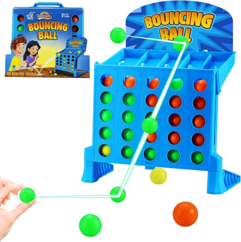 Bounce Ball Game Family Party Games, Linking 4 Shots Game, Bounce Off Party Game Jumping Ball Tabletop Game for Kids, 4 in a Row Parent-Child Interaction Board Game Educational Toy for Family Travel Outdoor