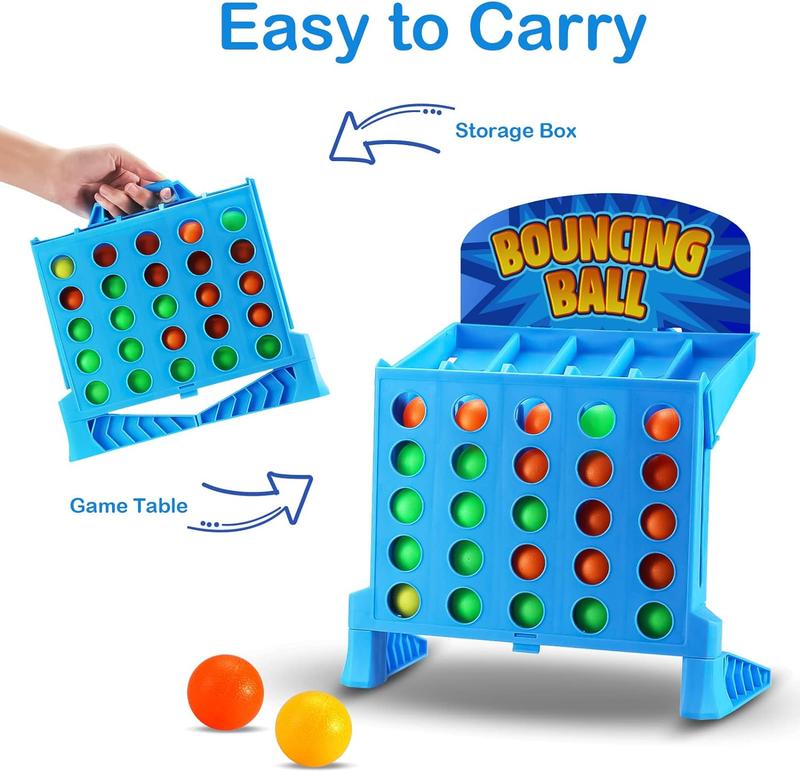 Bounce Ball Game Family Party Games, Linking 4 Shots Game, Bounce Off Party Game Jumping Ball Tabletop Game for Kids, 4 in a Row Parent-Child Interaction Board Game Educational Toy for Family Travel Outdoor