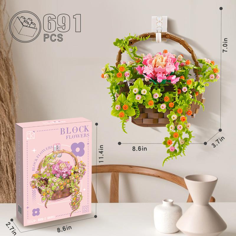 Building blocks basket Eternal flower decorative building blocks toy set, creative building blocks building toys, holiday birthday gifts