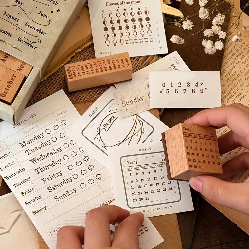 Random Color Vintage Wooden Stamp, 1 Count DIY Craft Supplies for Scrapbooking, Gift Wrapping, Bullet Journal, Personal Planning, Office Stationery & Supplies