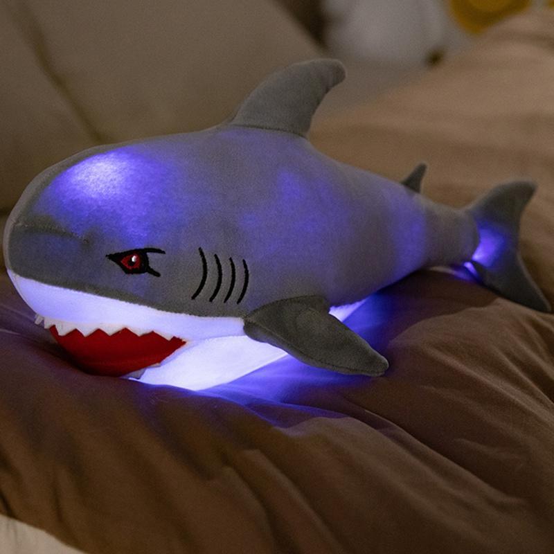 LED Glowing Shark Design Plush Toy, 1 Count Cute Shark Stuffed Toy, Bedroom Bedside Ornament, Perfect for Birthdays, Festival