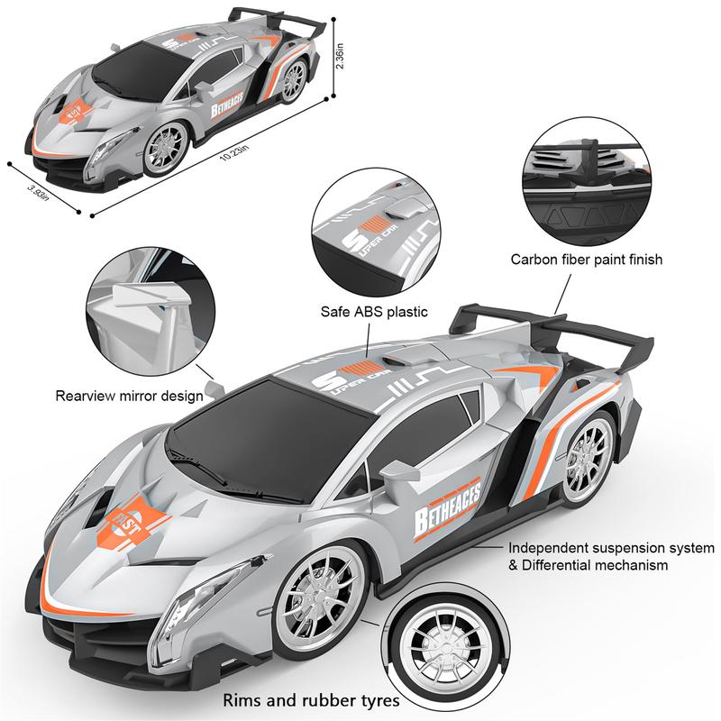 cars toy 1 18 Electric RC Lamborghini Toys Remote Control Racing Cars for 3-12 Years Old Kids with Rechargeable Batteries, Silver