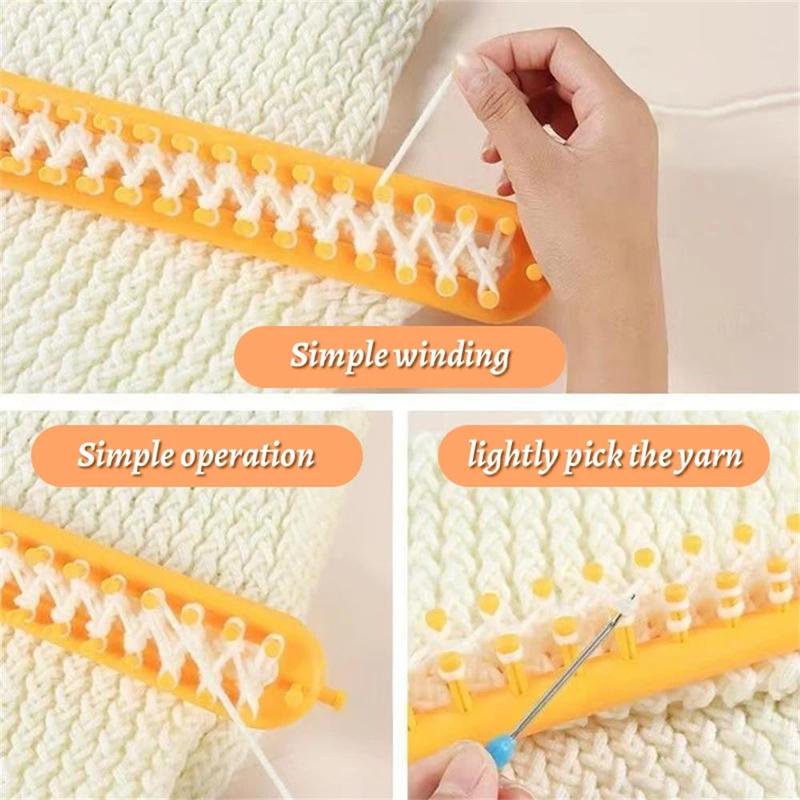 Knitting Loom, 1 Count DIY Craft Plastic Pompom Sock Hat Shawl Stitching Tool, Scarves Maker Crochet Bobbin Winder for Indoor & Outdoor