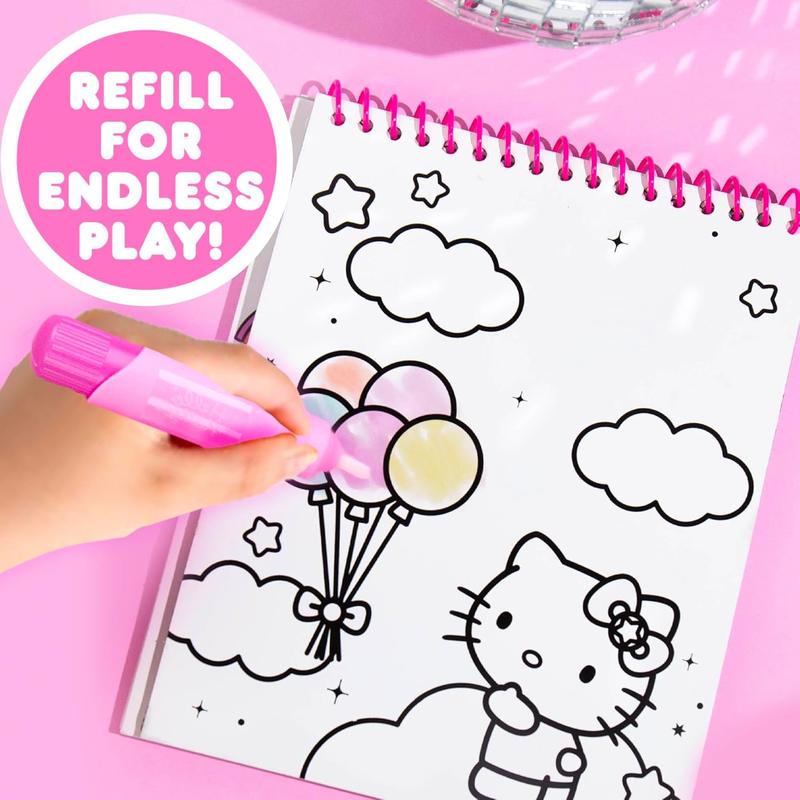 Hello-Kitty Aqua Art Pad, 4 Art Pages, On The Go Reusable Water-Reveal Activity Pad, Mess Free Arts and Crafts, Paint with Water Brush Set, Kids Toys, Sanrio Stuff, Hello Kitty Craft Kits for Kids 3+