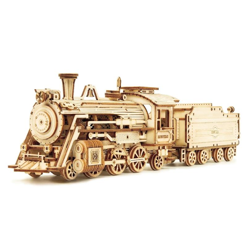 Robotime 3D Puzzle Movable Steam Train, Car, Jeep Assembly Toy Gift Wooden Model Building Block Kits Birthday Gifts Christmas Gifts Halloween Gifts wooden  puzzles