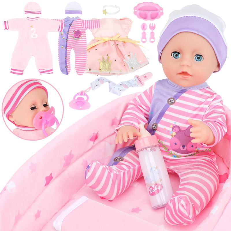 12 Inch Reborn Doll with Stroller & Bottle & Pacifier & Other Accessories, 1 Set Realistic Newborn Doll, Interactive Game Props