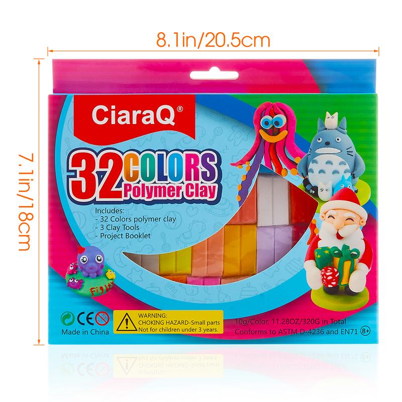 32 Colors Polymer Clay Starter Kit for Kids Beginners, DIY  Modeling Clay Set.  Oven Bake Clay