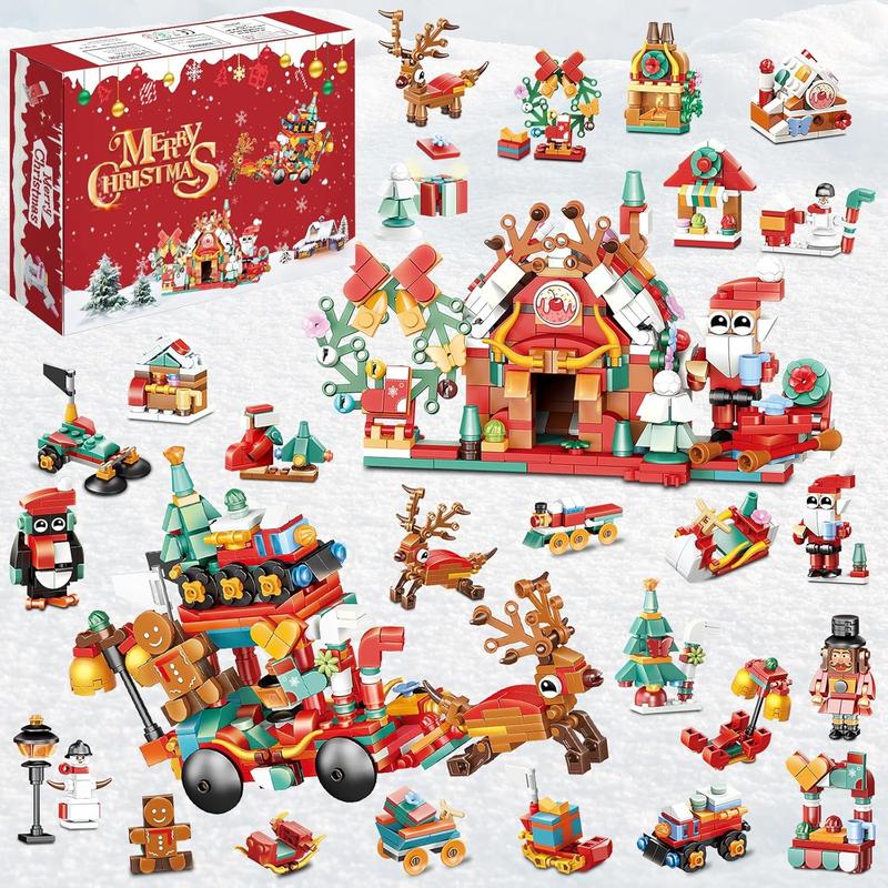 Christmas Block Toys, 2024 Advent Calendar Blind Boxes, Educational toys for children, boys, girls and teenagers, 24 Days Christmas Countdown Calendar, Christmas Party Favors, Surprise Xmas Gift Box, Holiday Gifts for Kids from Mom and Dad