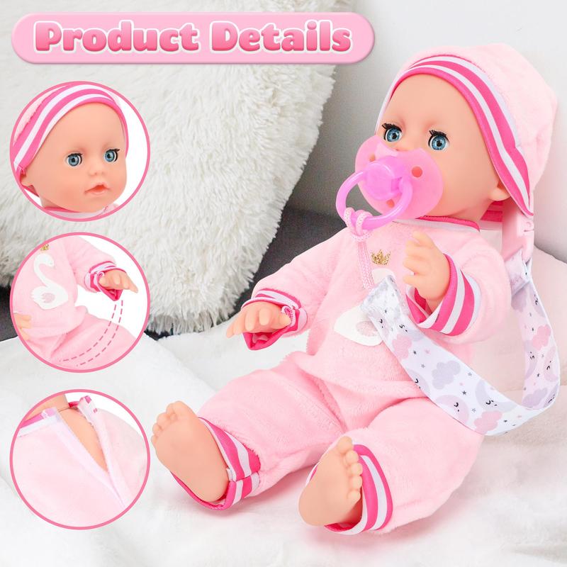 12 Inch Reborn Doll with Stroller & Bottle & Pacifier & Other Accessories, 1 Set Realistic Newborn Doll, Interactive Game Props