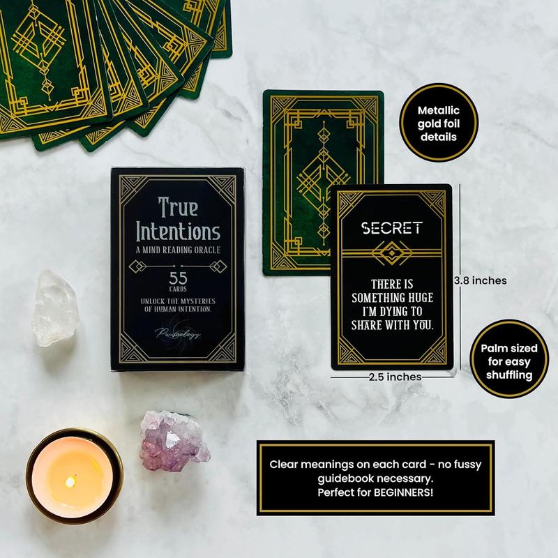 True Intentions: A Mind Reading Oracle Card Deck - 55 Intuitive Psychic Palm Sized Cards with Meanings on Them to Uncover Hidden Motives and Truths for Advanced to Beginners, Medium