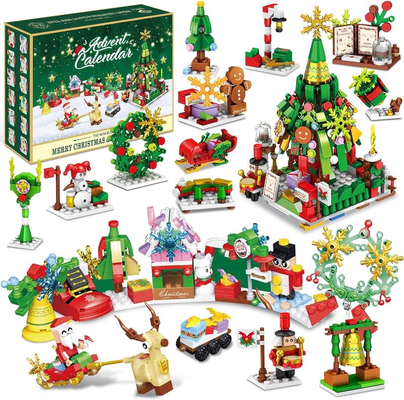 Christmas Block Toys, 2024 Advent Calendar Blind Boxes, Educational toys for children, boys, girls and teenagers, 24 Days Christmas Countdown Calendar, Christmas Party Favors, Surprise Xmas Gift Box, Holiday Gifts for Kids from Mom and Dad