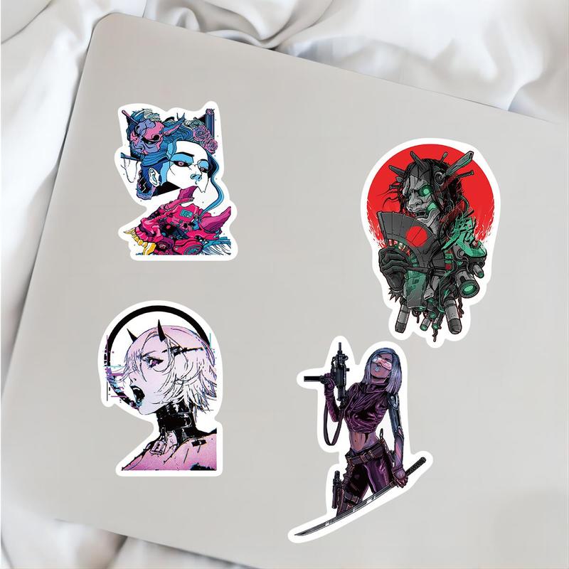 Cyberpunk Style Sticker (50pcs), Graffiti Sticker, Waterproof Decorative Sticker for DIY Scrapbooking Laptop Luggage Phone