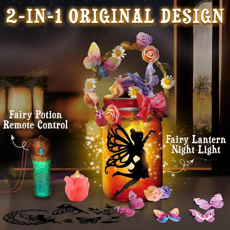 Kids Fairy Lantern Craft Kit with Remote Control For  Toy, Halloween Garden Decor DIY Set, Fairy Toys Crafts for Girls