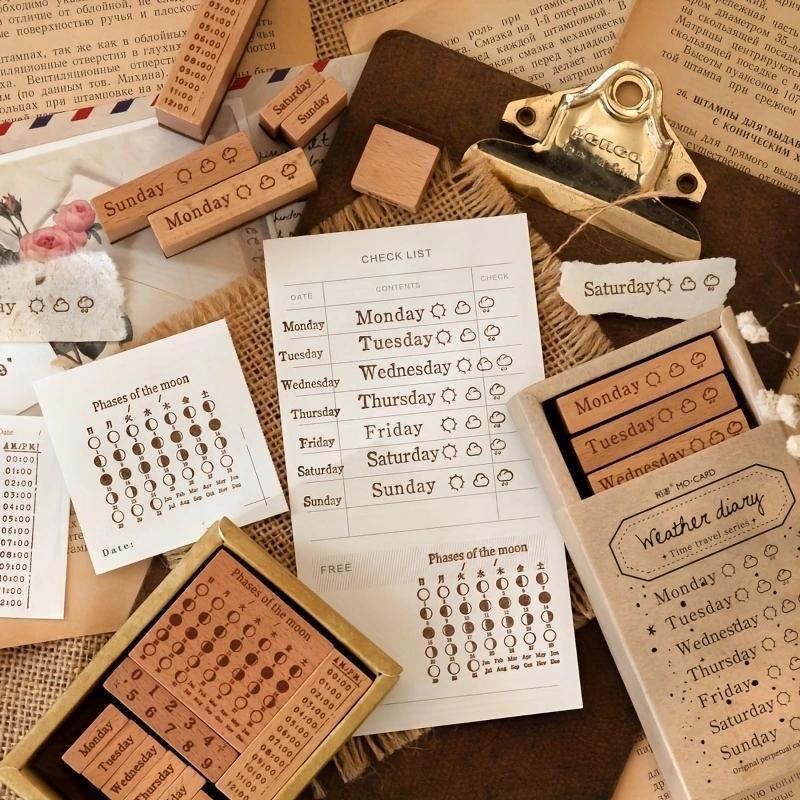 Random Color Vintage Wooden Stamp, 1 Count DIY Craft Supplies for Scrapbooking, Gift Wrapping, Bullet Journal, Personal Planning, Office Stationery & Supplies