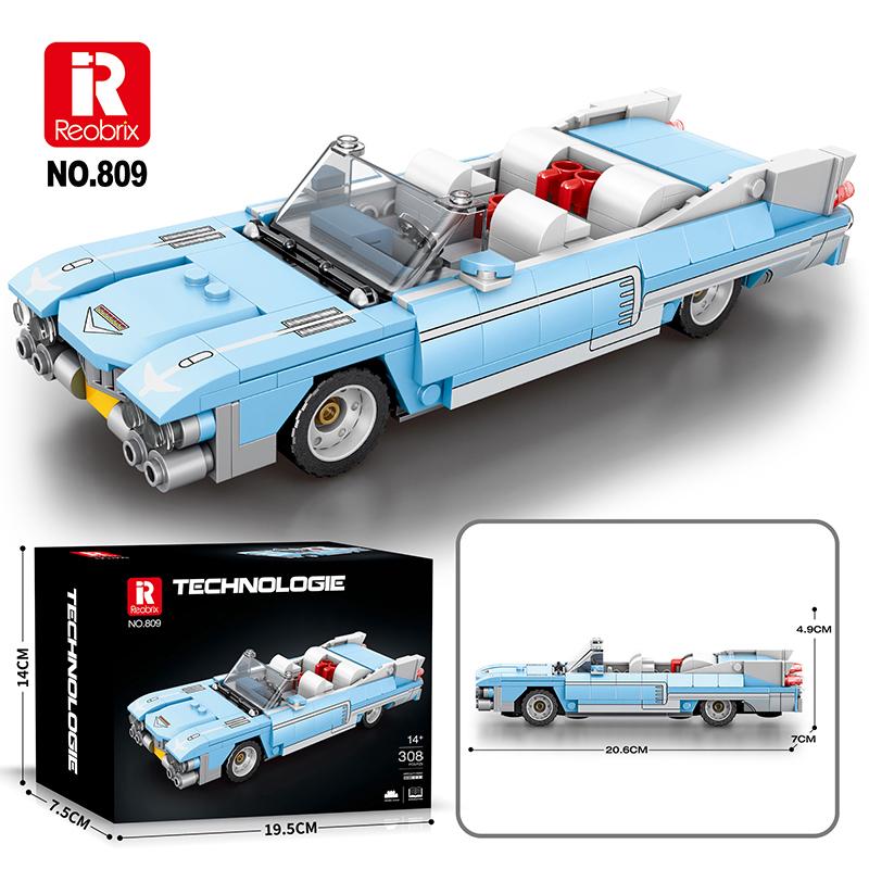 Reobrix Eldorado Classic Vintage Car Building Set, Super Race Vehicles Building Toy Birthday Gift for Kid Aged 6+. (308PCS)