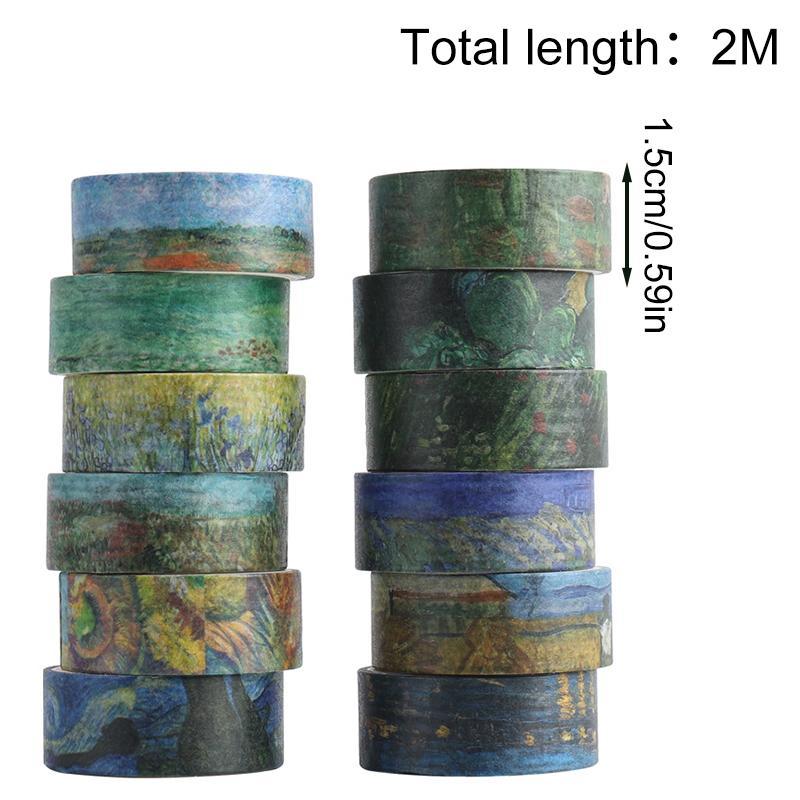 Van Gogh Series Washi Tape Set, 12 Rolls set DIY Decorative Tape, Scrapbooking & Journal Making Supplies for School Home Dormitory Office