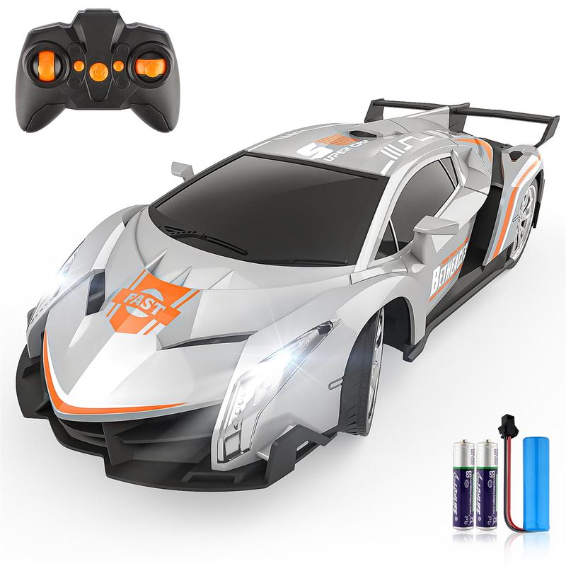 cars toy 1 18 Electric RC Lamborghini Toys Remote Control Racing Cars for 3-12 Years Old Kids with Rechargeable Batteries, Silver