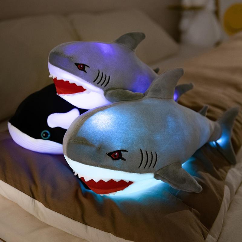 LED Glowing Shark Design Plush Toy, 1 Count Cute Shark Stuffed Toy, Bedroom Bedside Ornament, Perfect for Birthdays, Festival