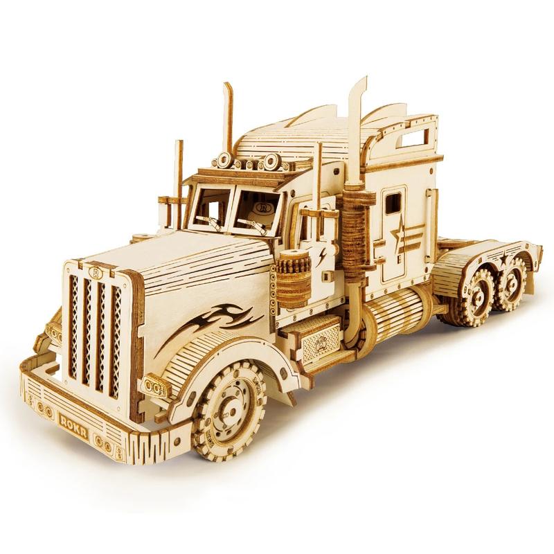 Robotime 3D Puzzle Movable Steam Train, Car, Jeep Assembly Toy Gift Wooden Model Building Block Kits Birthday Gifts Christmas Gifts Halloween Gifts wooden  puzzles