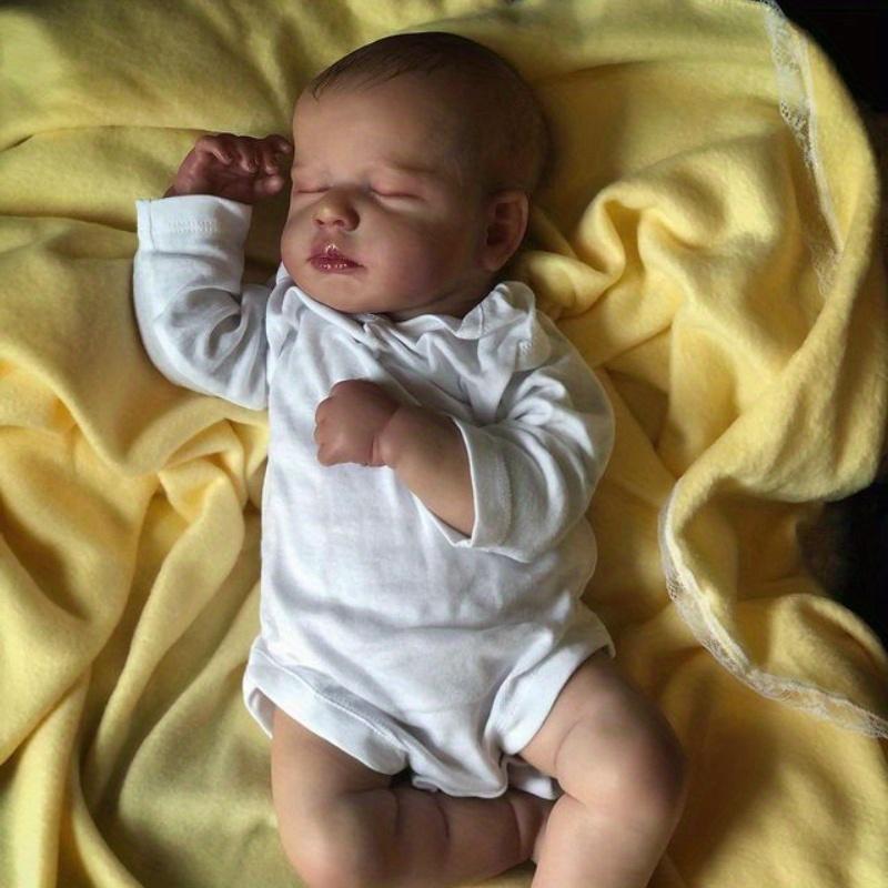 reborn babydoll,50cm 20inch Soft Silicone Reborn Sleeping Baby Doll Boy Toy With 3D-Paint Skin And Vein Cloth Body Girl Realistic Handmade Asleep Newborn Bebe Art Toy full body