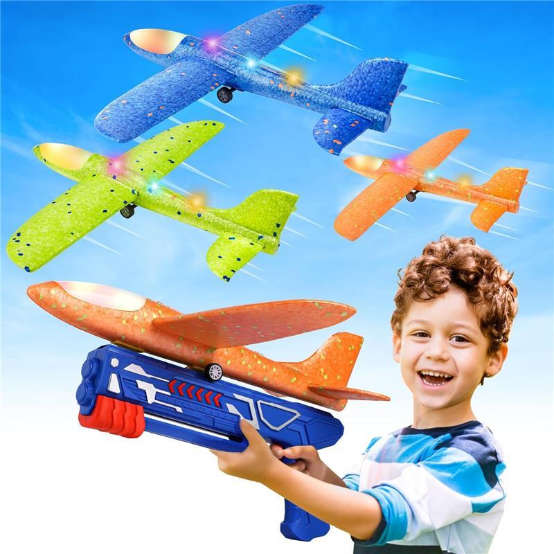 3 Pack LED Foam Glider Catapult Plane Toy for Boys - 13.2'' Outdoor Flying Toys Birthday Gifts for Boys Girls 4-12 Year Old