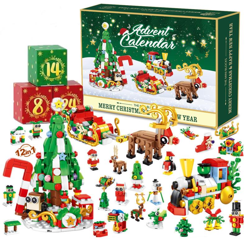 Christmas Block Toys, 2024 Advent Calendar Blind Boxes, Educational toys for children, boys, girls and teenagers, 24 Days Christmas Countdown Calendar, Christmas Party Favors, Surprise Xmas Gift Box, Holiday Gifts for Kids from Mom and Dad