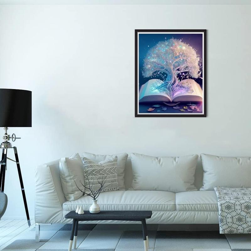 5D Diamond Painting Kits for Adults Diamond Art White Tree of Life Full Drill Crystal Rhinestone Embroidery Craft Kits Home Wall Decor Gifts, 15.7x19.7inch