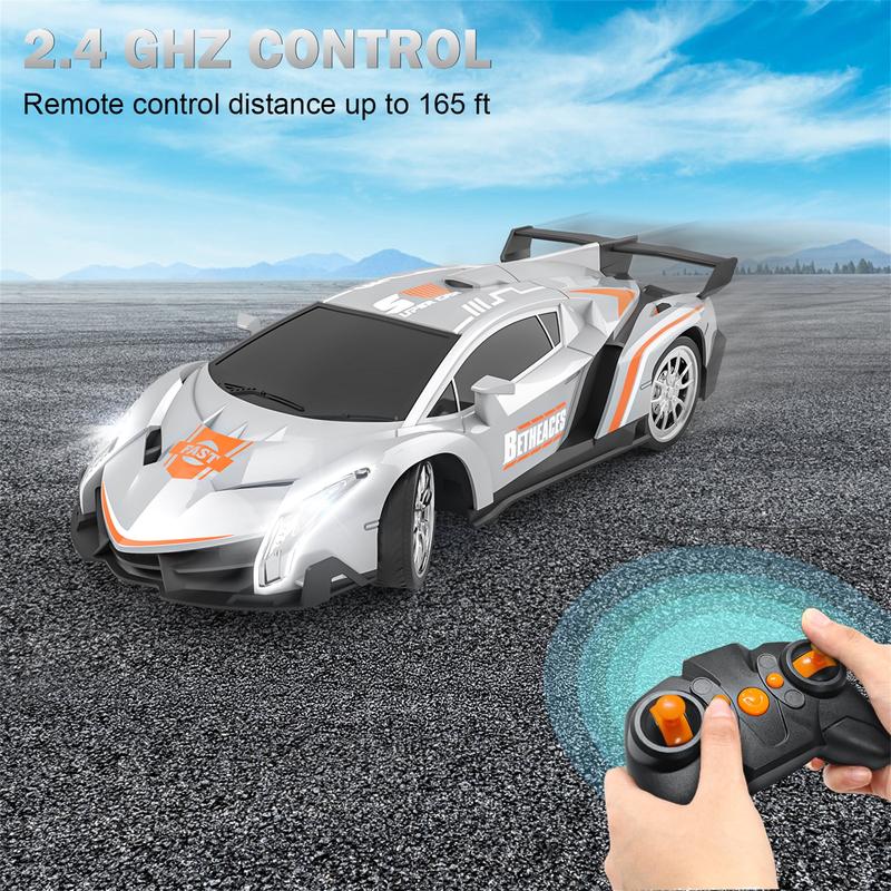 cars toy 1 18 Electric RC Lamborghini Toys Remote Control Racing Cars for 3-12 Years Old Kids with Rechargeable Batteries, Silver