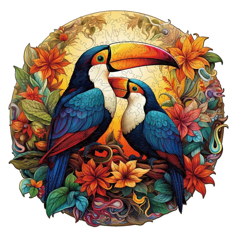 Colorful Toucans Wooden Jigsaw Puzzle for Kids and Adults