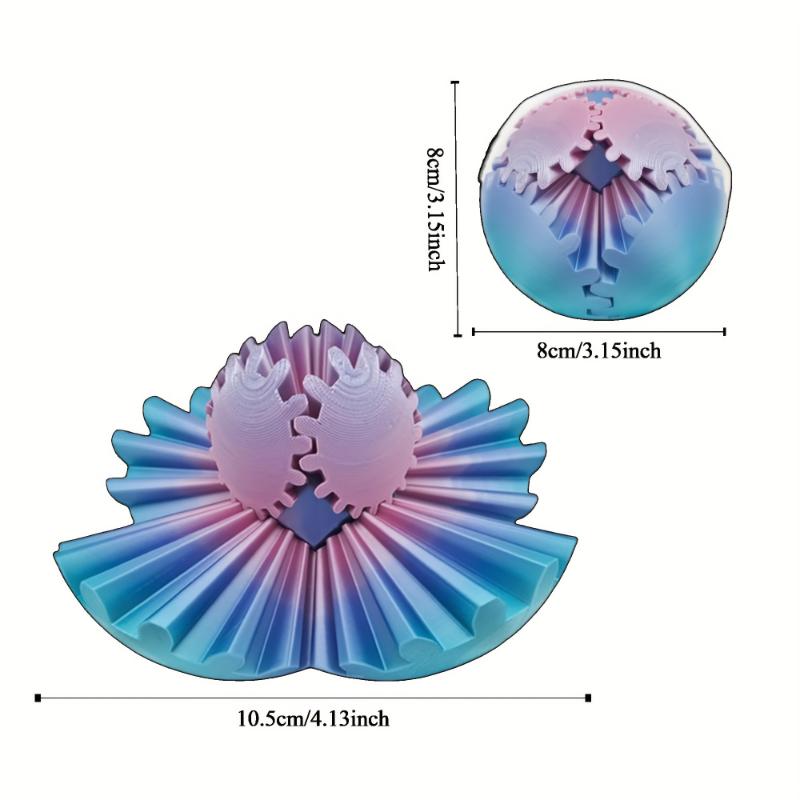 Expandable 3D Printed Gear Fidget Spinner Ball - Stress Relief Kinetic Toy for Teens & Adults 14+, Collapsible Rotating Gearball - Steampunk-Inspired Design, Interactive Desk Gadget (1 Piece)