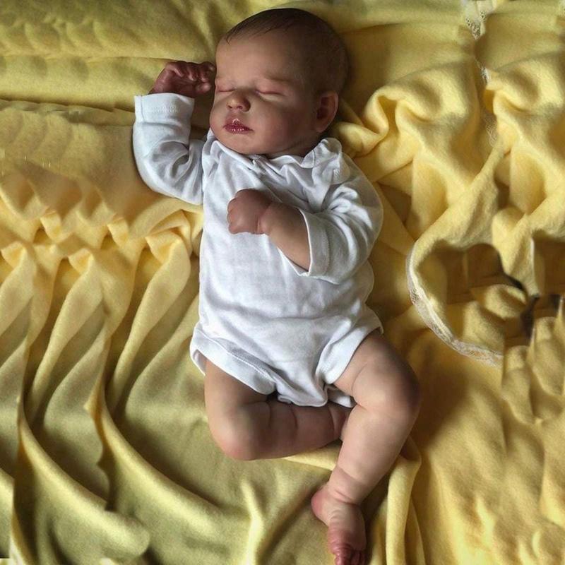 reborn babydoll,50cm 20inch Soft Silicone Reborn Sleeping Baby Doll Boy Toy With 3D-Paint Skin And Vein Cloth Body Girl Realistic Handmade Asleep Newborn Bebe Art Toy full body