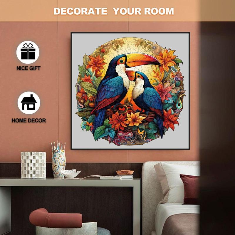 Colorful Toucans Wooden Jigsaw Puzzle for Kids and Adults