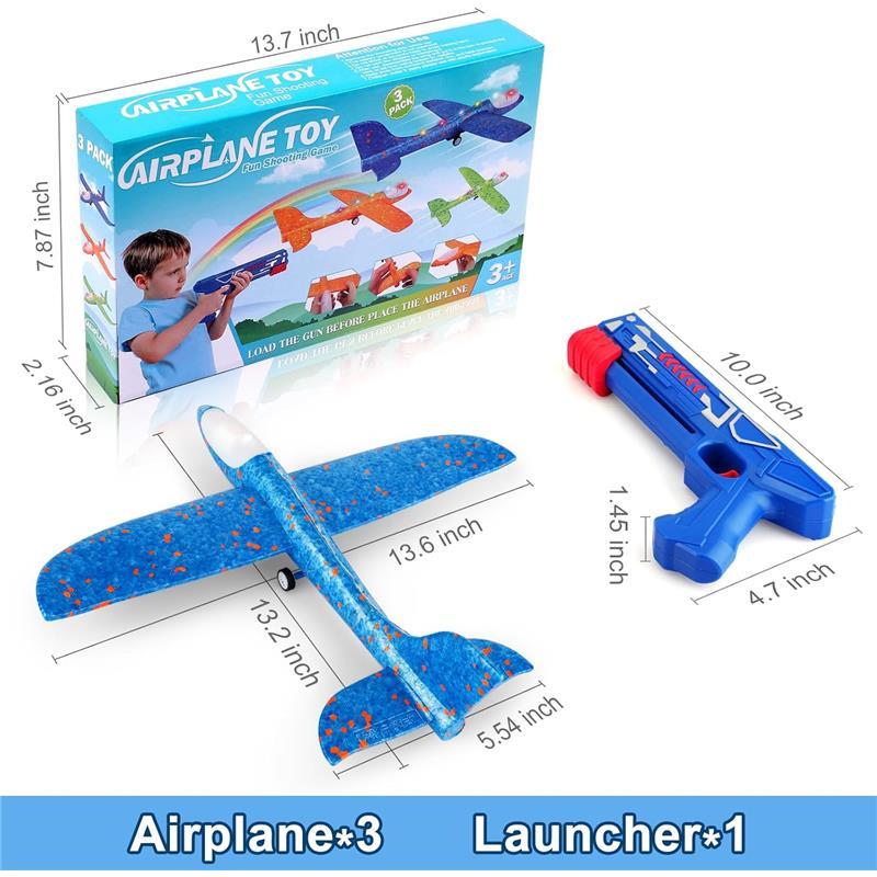 3 Pack LED Foam Glider Catapult Plane Toy for Boys - 13.2'' Outdoor Flying Toys Birthday Gifts for Boys Girls 4-12 Year Old