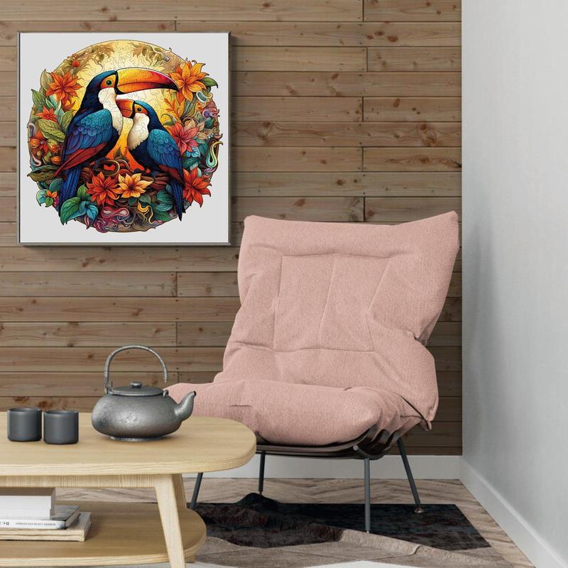 Colorful Toucans Wooden Jigsaw Puzzle for Kids and Adults