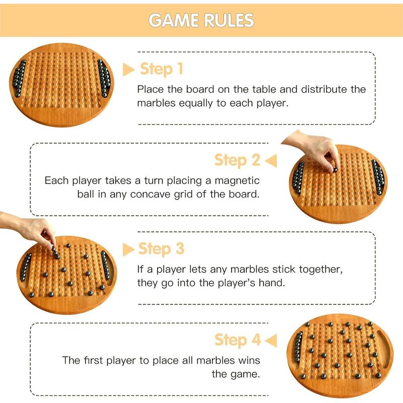 Wooden Magnetic Chess Game Set,Interactive Tabletop Fun Board Game with 30Pcs Magnet Stones,Develop Intelligence,Strategy Battle Game,Family Party Games for Kids and Adults