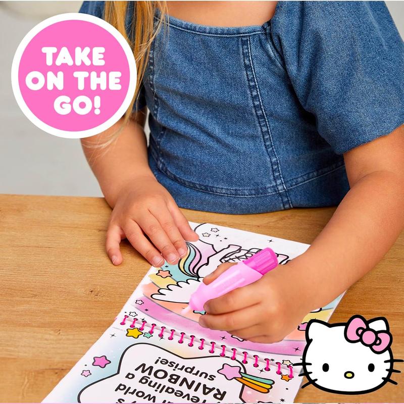 Hello-Kitty Aqua Art Pad, 4 Art Pages, On The Go Reusable Water-Reveal Activity Pad, Mess Free Arts and Crafts, Paint with Water Brush Set, Kids Toys, Sanrio Stuff, Hello Kitty Craft Kits for Kids 3+