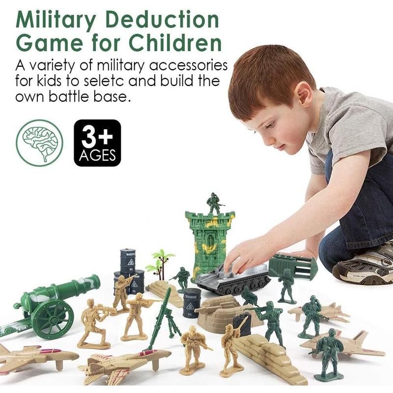 Army Men Toys for Boys 8-12, Military Soldier Army Base 160 Pcs Set Including WW2 Khaki Green Plastic Army Men Figure and Accessories with Handbag for Kid Boy Toddler Age 6-12 8-12