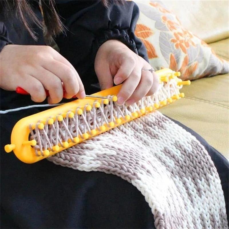 Knitting Loom, 1 Count DIY Craft Plastic Pompom Sock Hat Shawl Stitching Tool, Scarves Maker Crochet Bobbin Winder for Indoor & Outdoor