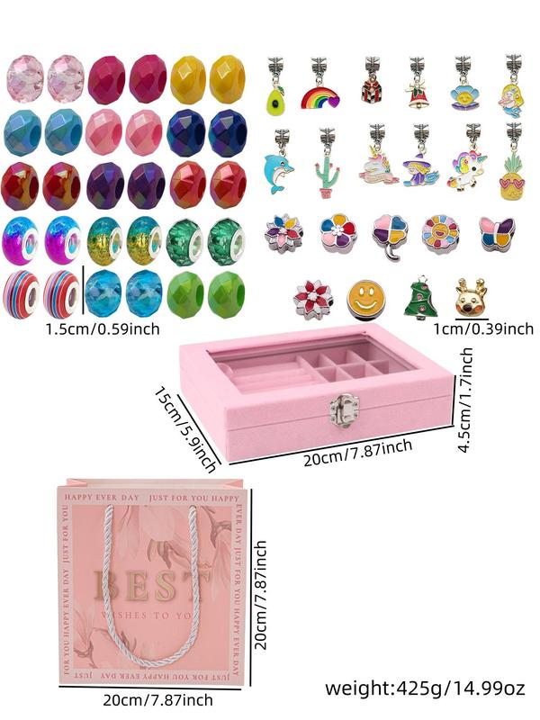 Mixed Color Beads Making Kit, Cute Colorful Beads & Accessories with Storage Box, Diy Jewelry Making Supplies for Bracelet & Necklace