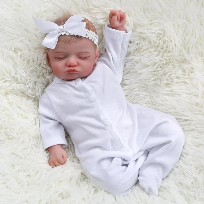 19inch 48cm Reborn Baby Doll - Soft Silicone Body, Realistic Blood Vessels, Cloth Body, 3D-Paint Skin Art, Lifelike Handmade Newborn Bebe, Ideal Birthday Toy, Halloween, and Christmas Gift