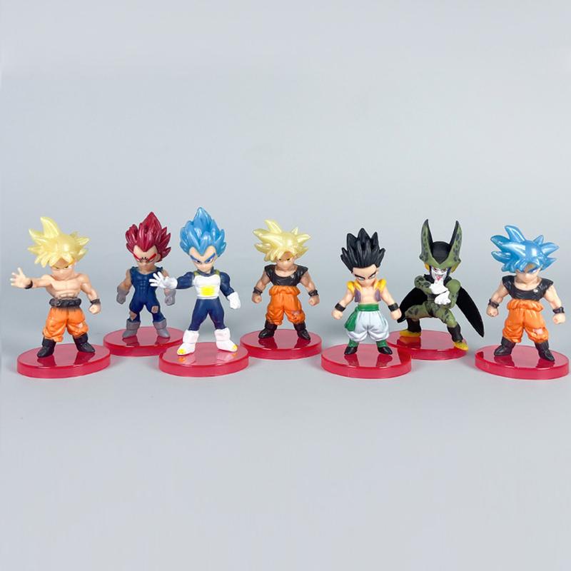 3inch Dragon Goku Gohan Statues Set, Anime Theme Cute Ornaments of Frieza Cell, Cartoon Vegeta Cake Toppers Desk Decorations