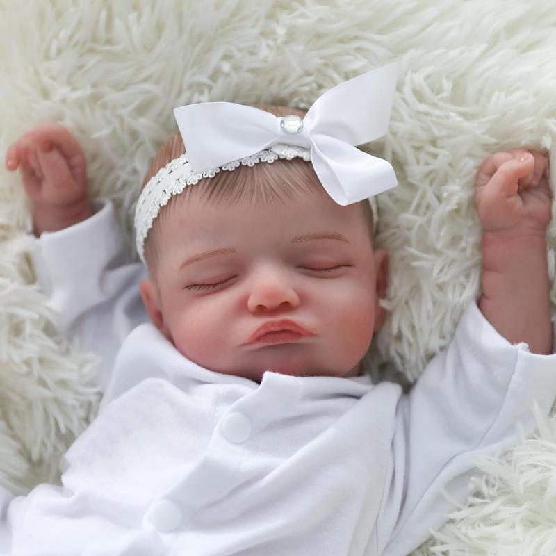 19inch 48cm Reborn Baby Doll - Soft Silicone Body, Realistic Blood Vessels, Cloth Body, 3D-Paint Skin Art, Lifelike Handmade Newborn Bebe, Ideal Birthday Toy, Halloween, and Christmas Gift