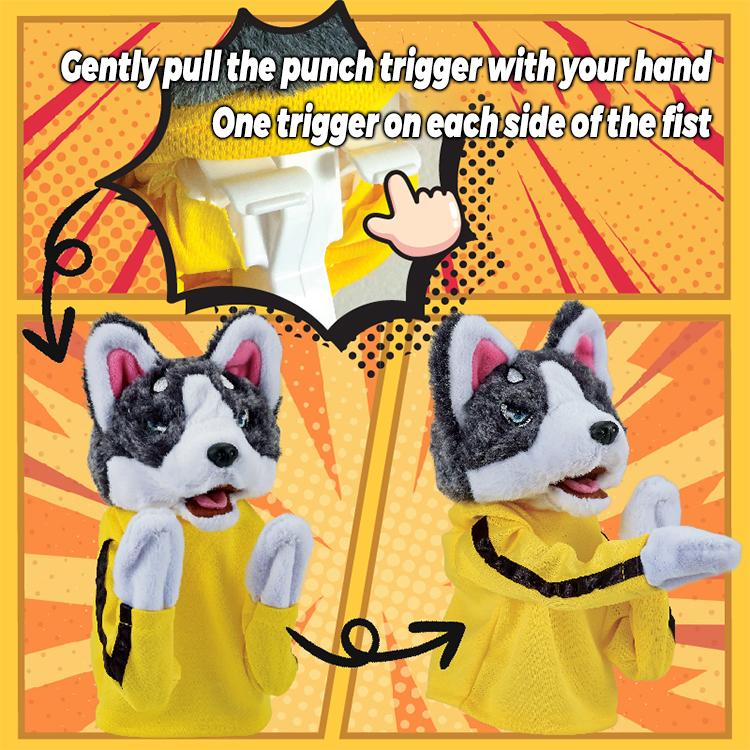 Chinese Kung Fu Dog & Husky Interactive Toy - 2024 New Boxing & Tricky Hand Puppet Action, Plush Stuffed Husky with Kung Fu Gloves - Perfect Children's Game & Gift Idea