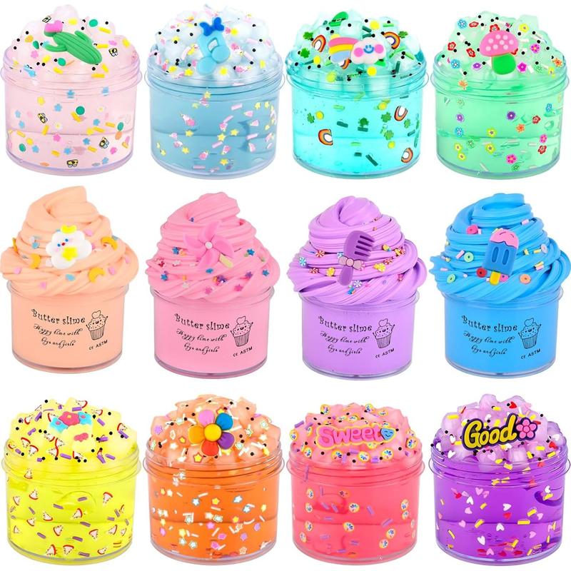 Slime Kit 12 Pack with 8 Pack Jelly Slime and 4 Pack Butter Slimes, Soft & Non-Sticky, Scented DIY Slime Party Favors for Kids, Putty Sludge Toy Gifts for Girls Boys